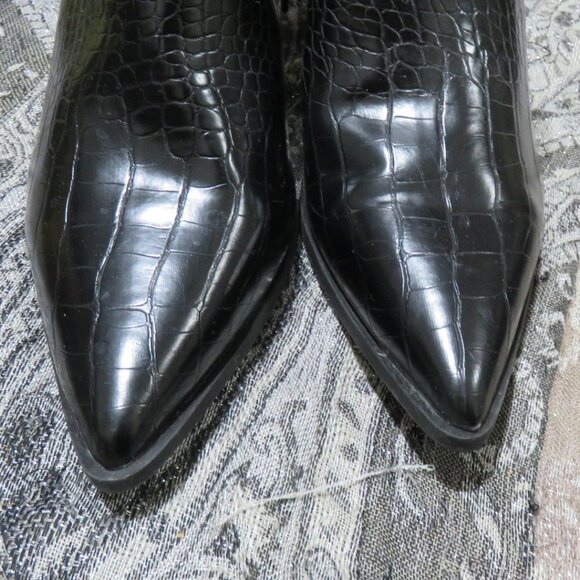 Justfab Black croc embossed Olwen Bootie Ankle boot size 10 pointed toe - Picture 6 of 12